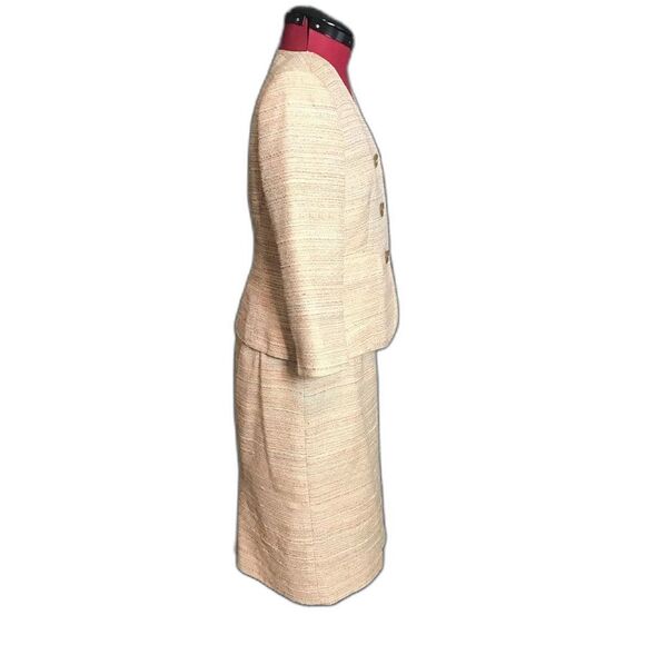 Kasper Skirt Suit Women’s Petite Size 4P Cream Tweed 2-Piece Set Blazer & Skirt - Picture 3 of 7